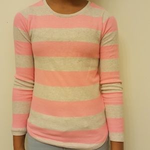 Pink and tan striped top